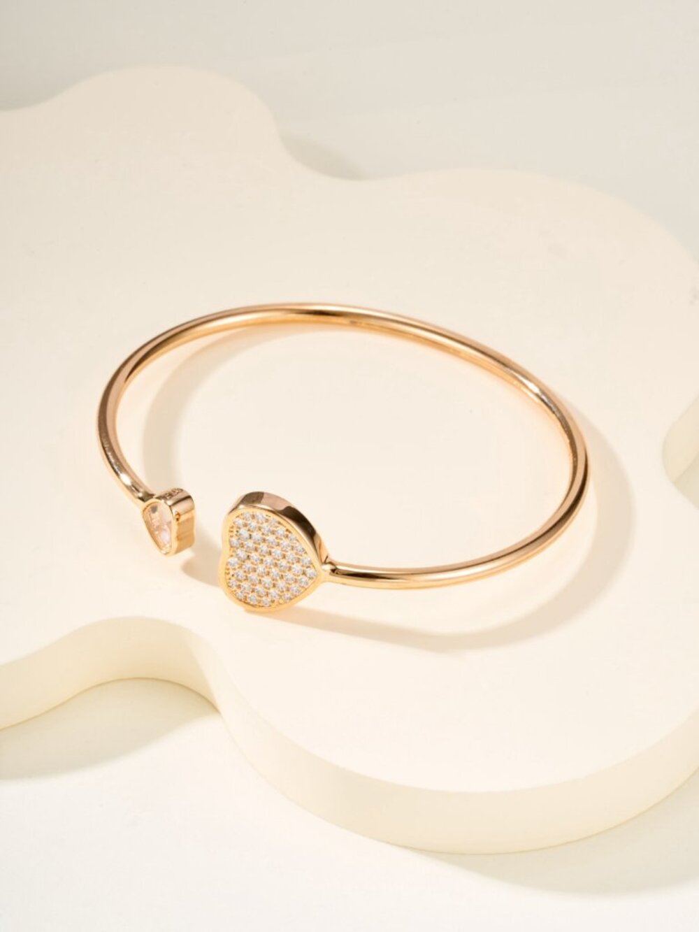 Chopard Happy Diamonds 18k Rose Gold Double Heart Open Bangle - Picture 5 of 8